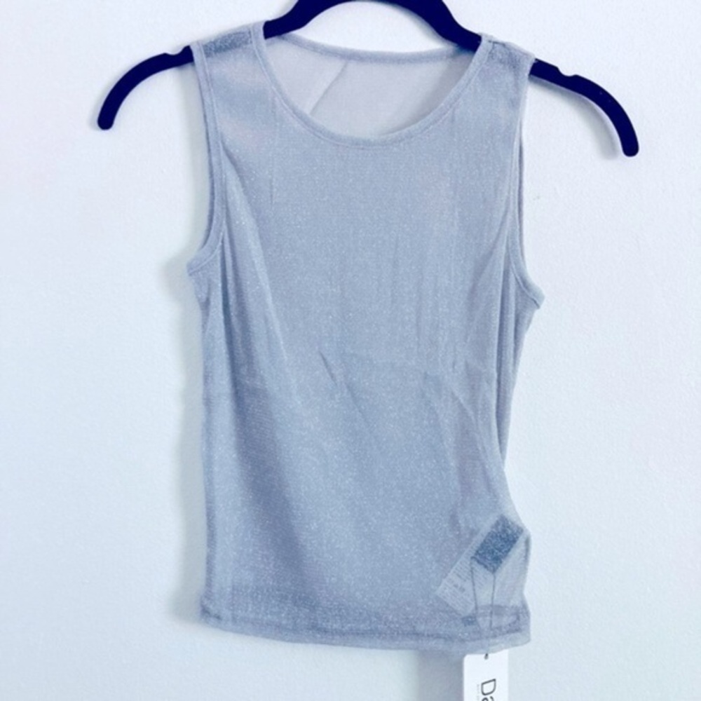 Sheer Shimmery Silver Gray Cropped Tank Top